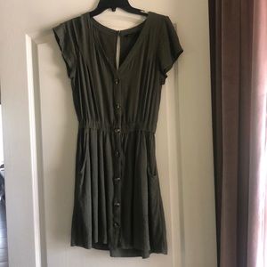 American Eagle Olive Green Button Down Dress